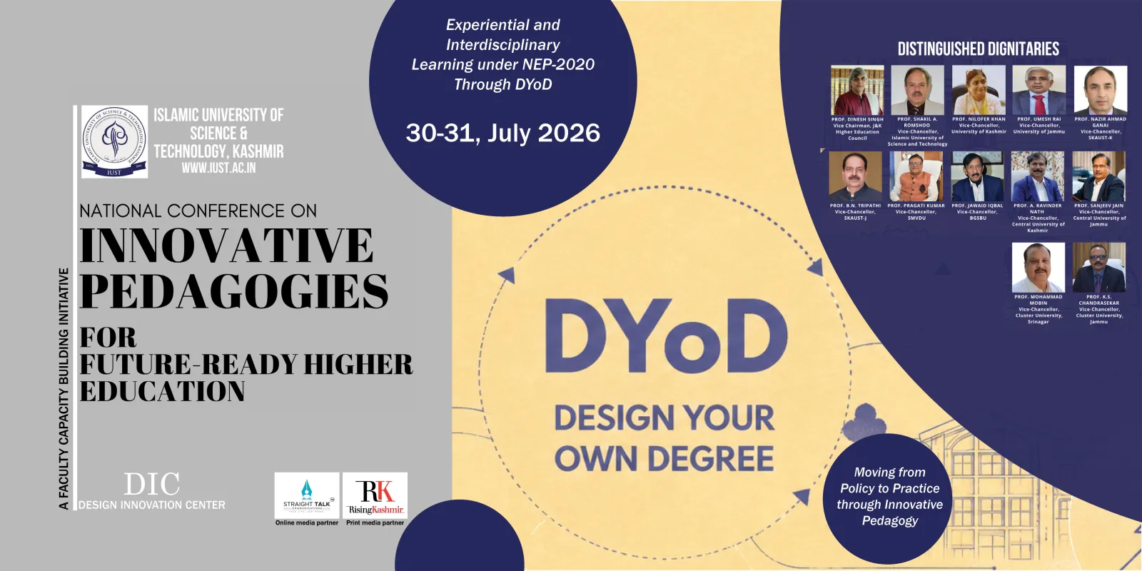 IUST to Host Nat’l Conf on Innovative Pedagogies for Future-Ready Higher Education;  Prof. Dinesh Singh to be Chief Guest
