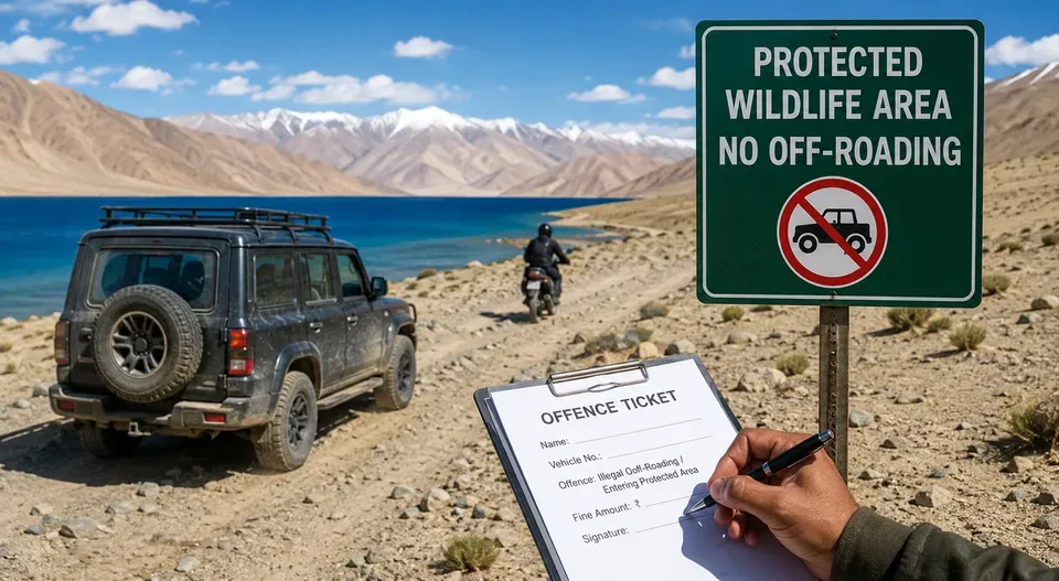 Authorities fine 13 tourists for illegal off-roading, entering protected wildlife areas in Ladakh