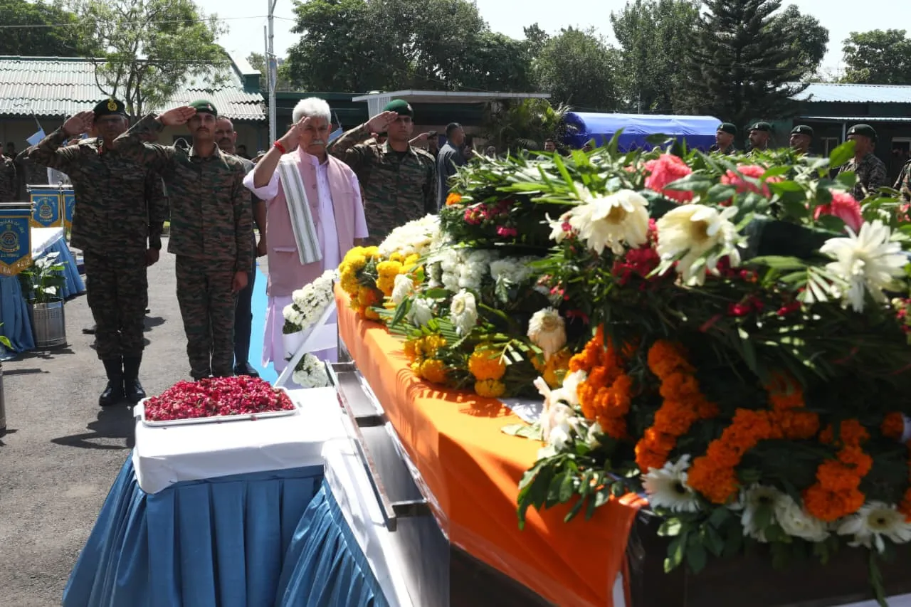 Rajouri anti-terror op:LG, DGP pay tributes to martyred Army officer