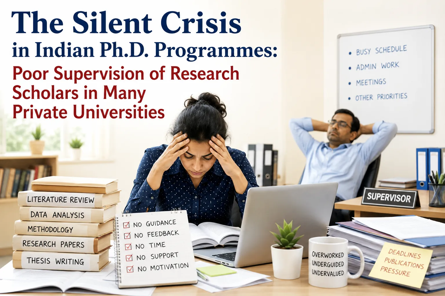 Silent Crisis in Indian Ph.D. Programs:Poor Supervision of Research Scholars in Many Pri. Uni.