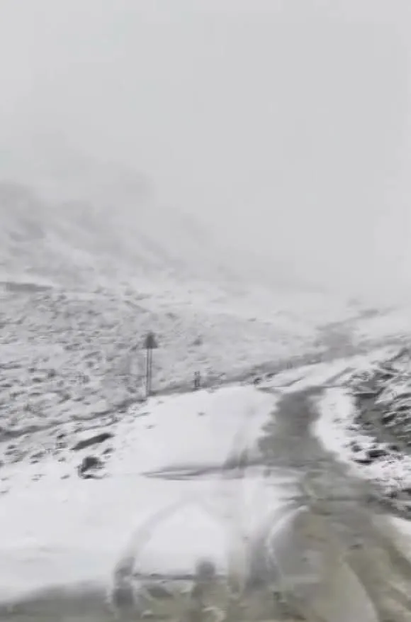 Fresh Snowfall Blankets Wari La Pass in Ladakh Amid Summer