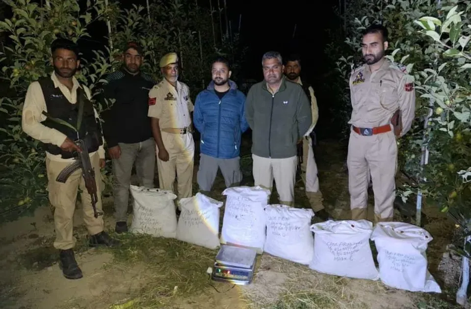 Shopian Police unearth underground drug hideout; 28.968 kg of crushed cannabis powder recovered, accused arrested