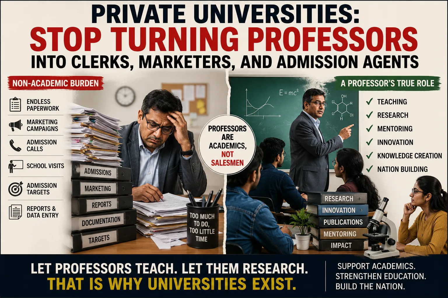 Private Universities: Stop Turning    Professors into Clerks, Marketers, and Admission Agents